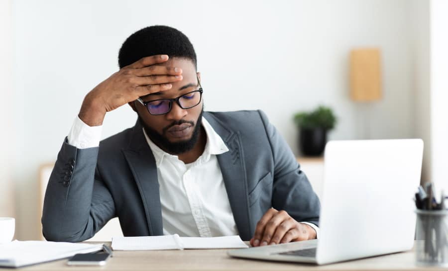 man frustrated with web design